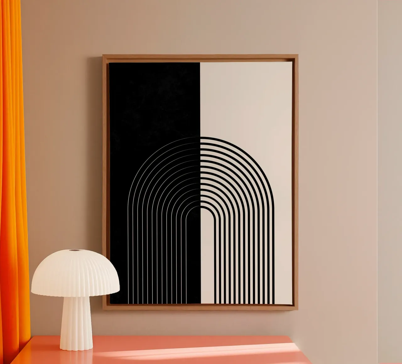 Line art minimalista - bianco e nero tela con Cornice a cassetta da Whole©