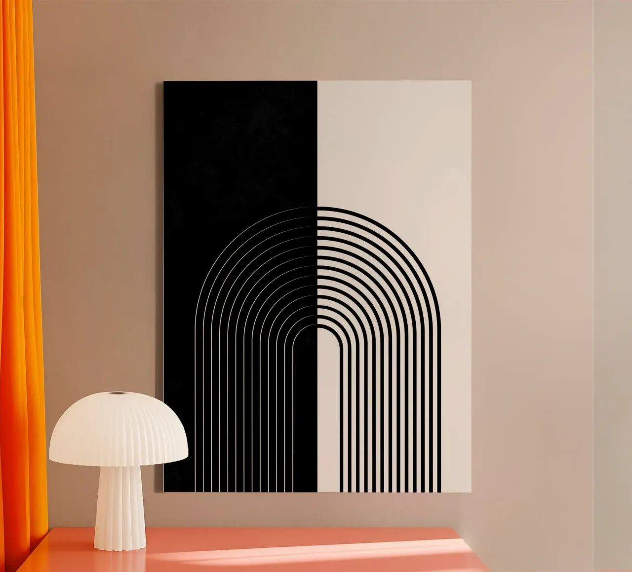 Line art minimalista - bianco e nero tela con Cornice a cassetta da Whole©