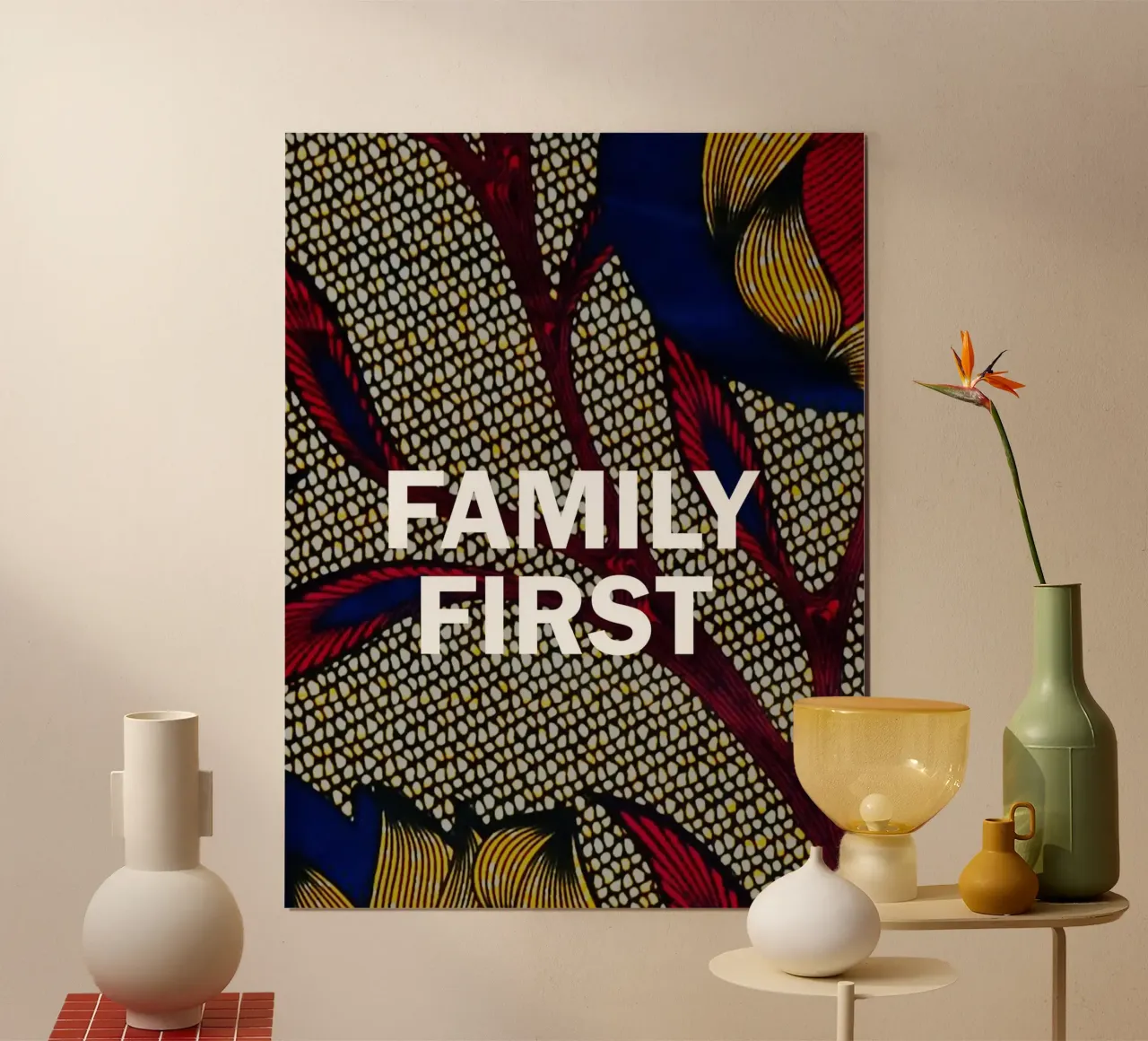 Family first poster van Mathudace Créas
