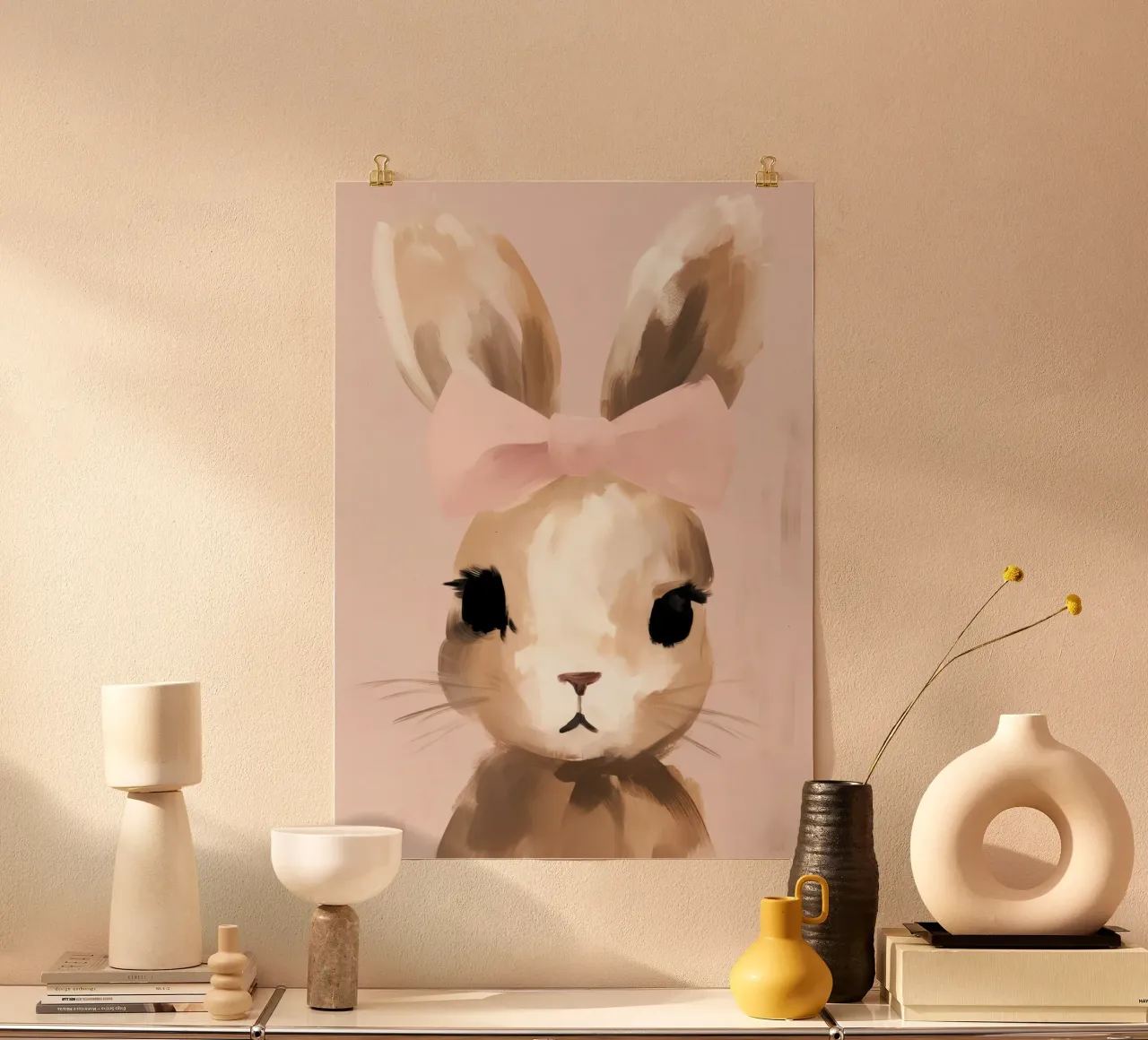 Coniglietto per bambina carta hahnemühle da IamHomeStudio