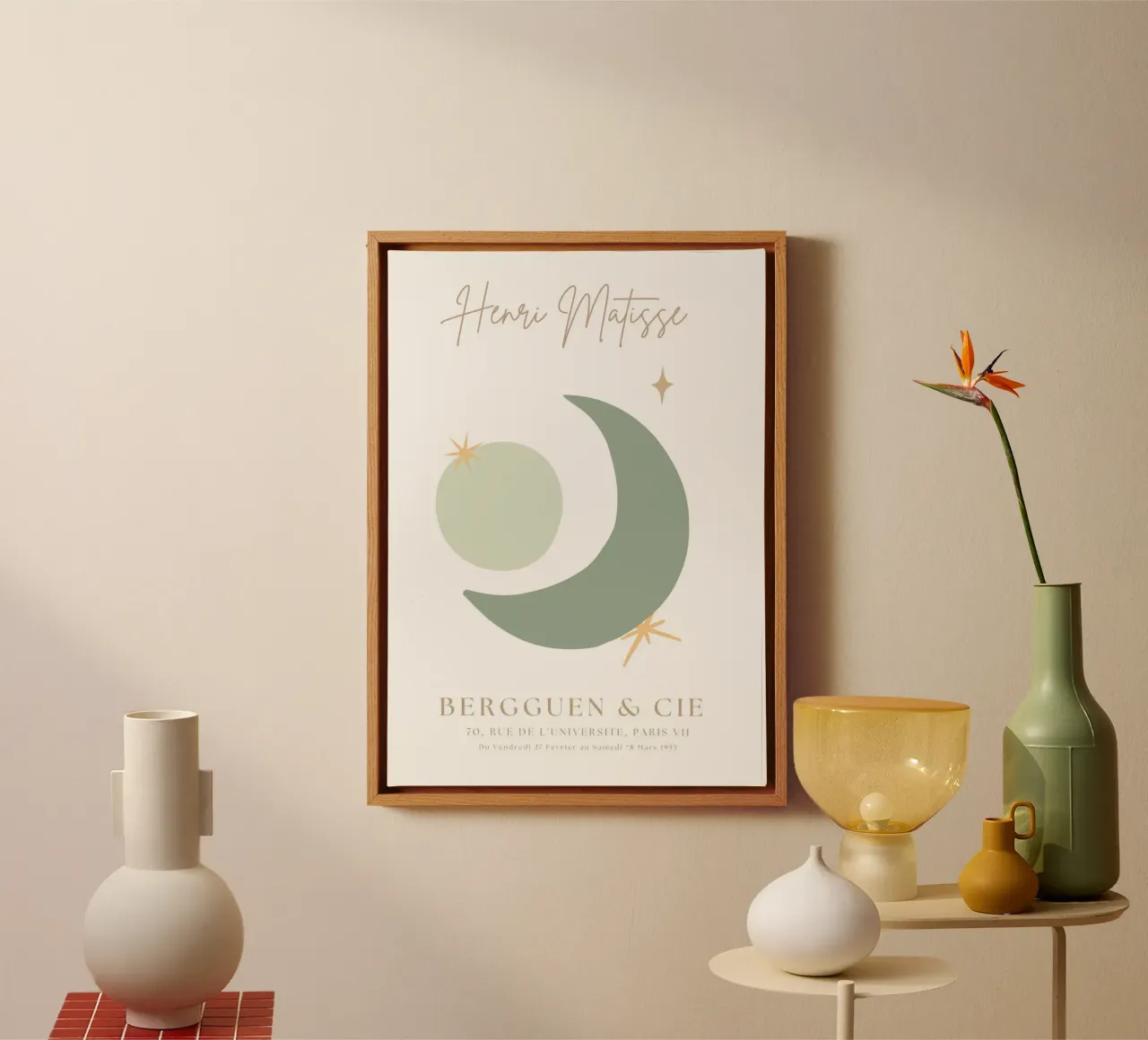 Saliegroene Henri Matisse Abstracte Print canvas van pdigitalprints