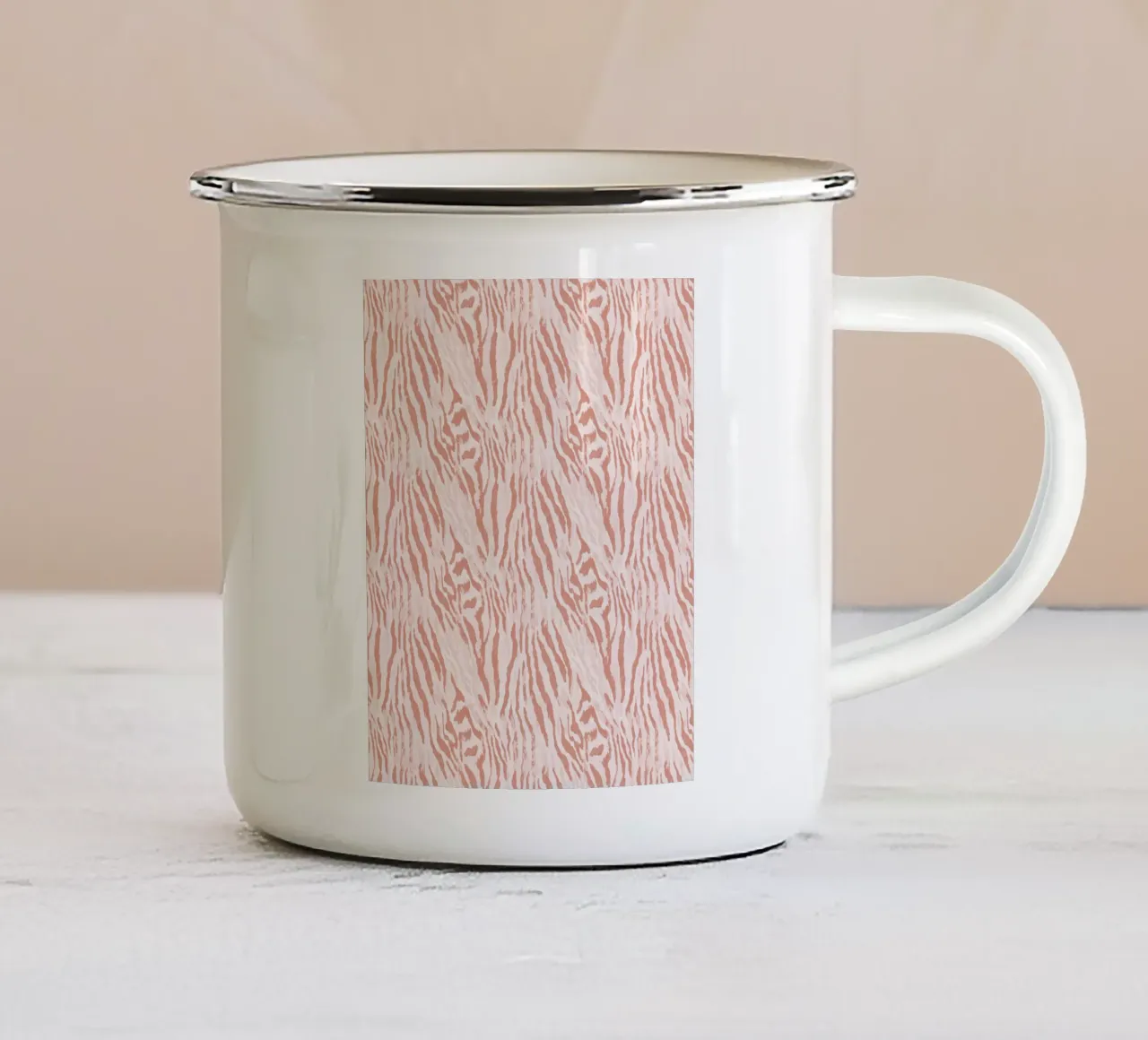 Zebra Tigre Stampa Animale In Rosa Tan Arancione Boho Chic Y2K tazza in smalto da Gentle Echoes Art