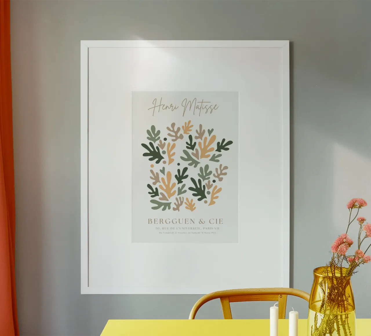 Henri Matisse abstracte kunst, Matisse uitgesneden kunst, saliegroen poster van pdigitalprints