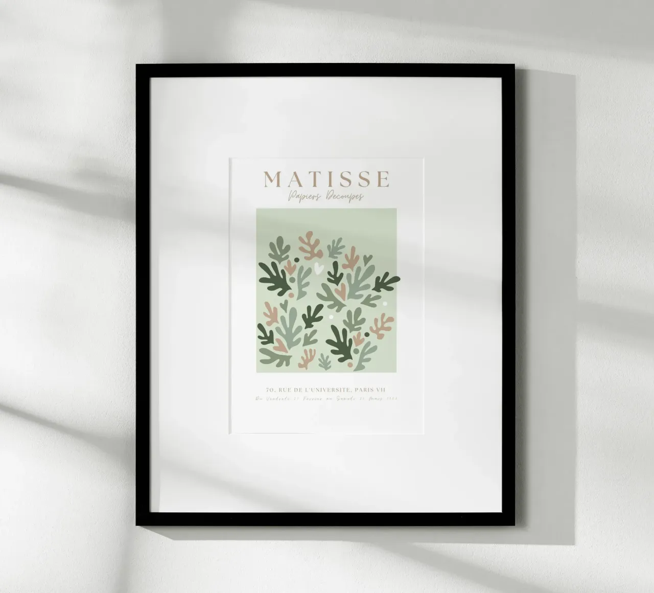 Henri Matisse Abstract Art,Matisse Cut Out Art,Sage Green poster with plastic frame by pdigitalprints