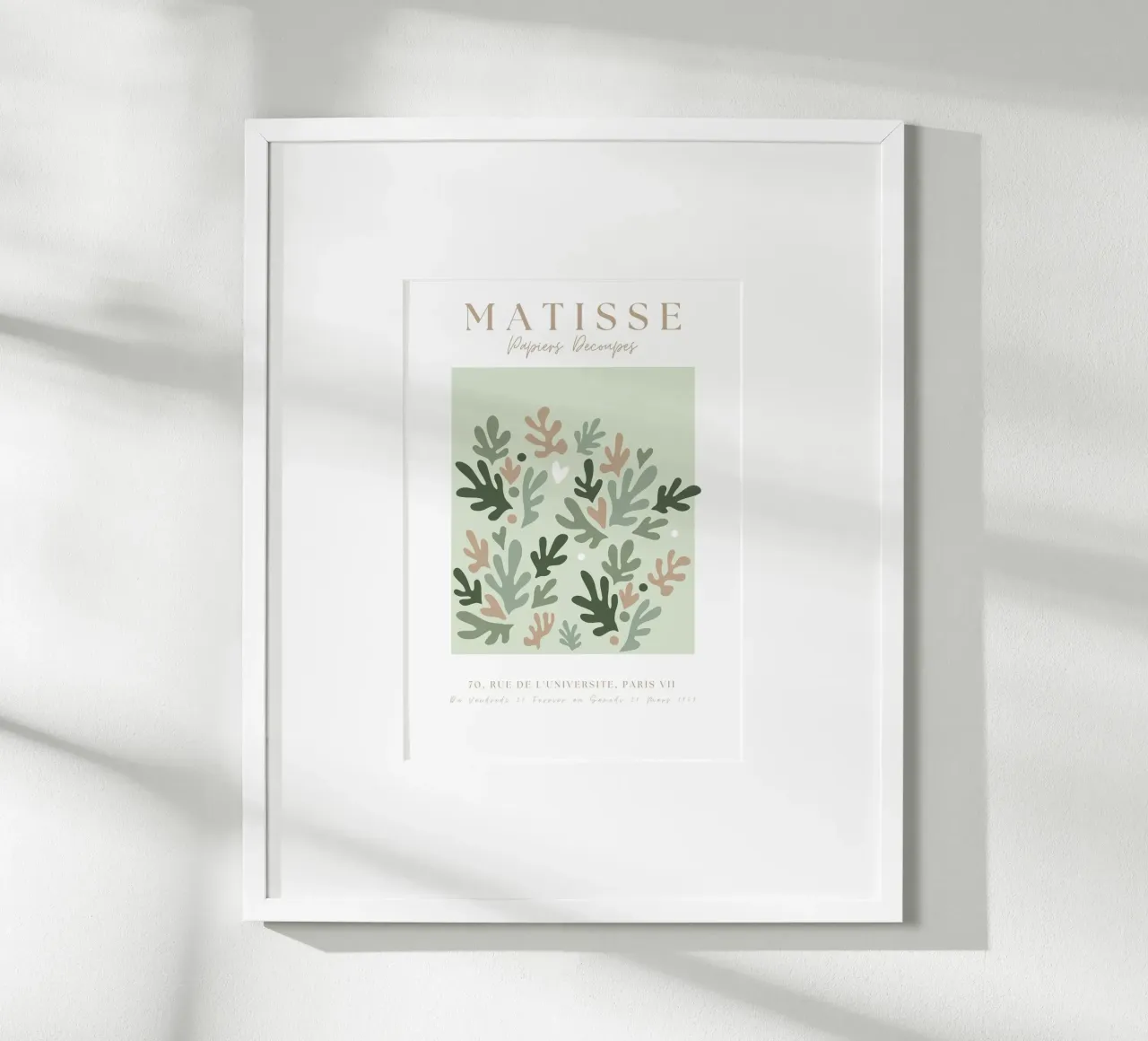 Henri Matisse Abstract Art,Matisse Cut Out Art,Sage Green poster with plastic frame by pdigitalprints