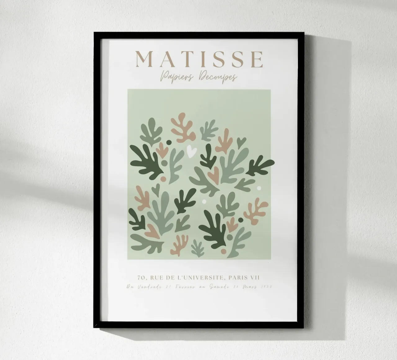 Henri Matisse Abstract Art,Matisse Cut Out Art,Sage Green poster with plastic frame by pdigitalprints