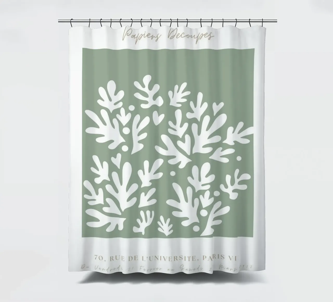 Henri Matisse Abstract Art,Matisse Cut Out Art,Sage Green Duschvorhang von pdigitalprints