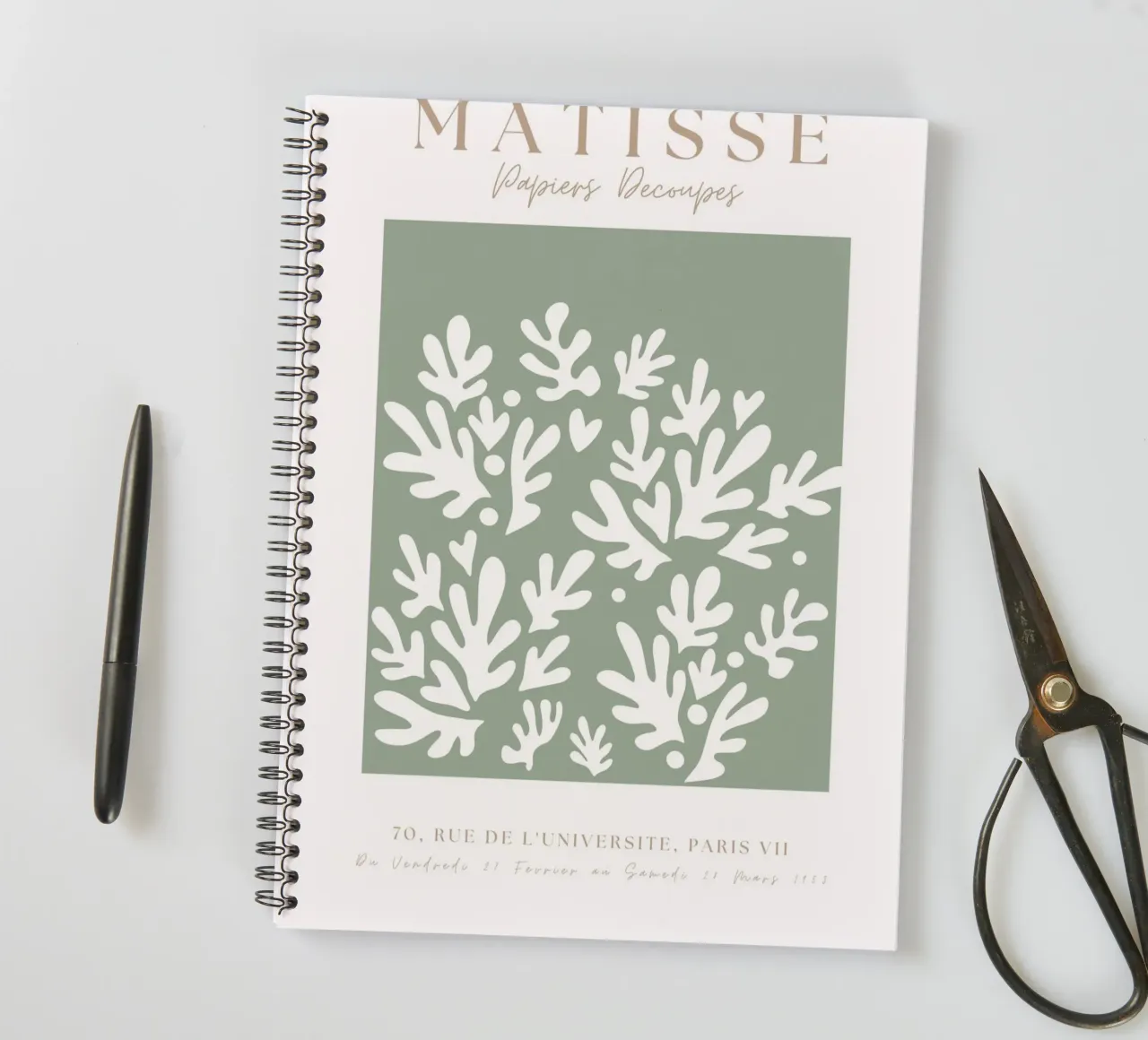 Henri Matisse Abstract Art,Matisse Cut Out Art,Sage Green spiral notebook by pdigitalprints