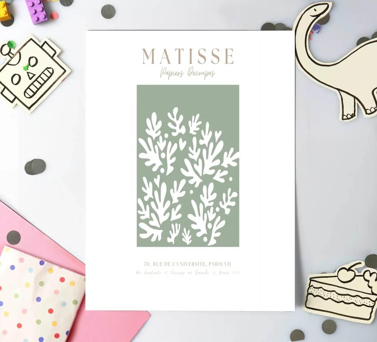 Henri Matisse Abstract Art,Matisse Cut Out Art,Sage Green Stickerbogen von pdigitalprints