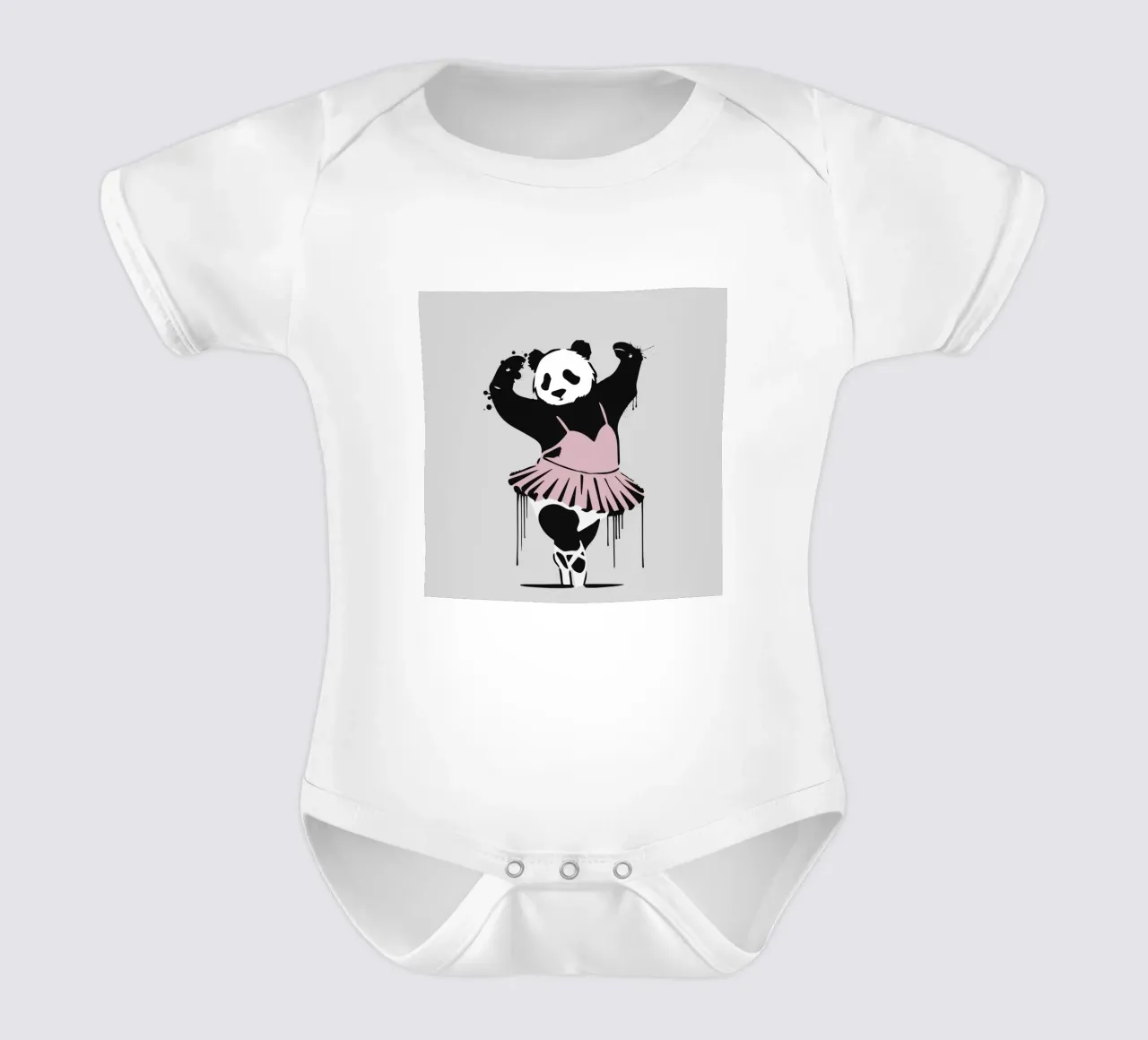 Dansende panda in balletstijl - Creatieve elegantie babyrompertje korte mouwen van namosh