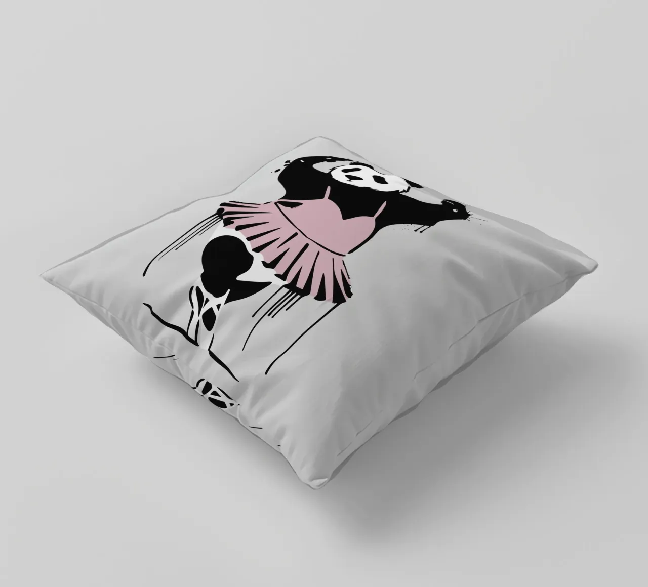 Dancing panda in ballet style - Creative elegance decorative cushion by namosh
