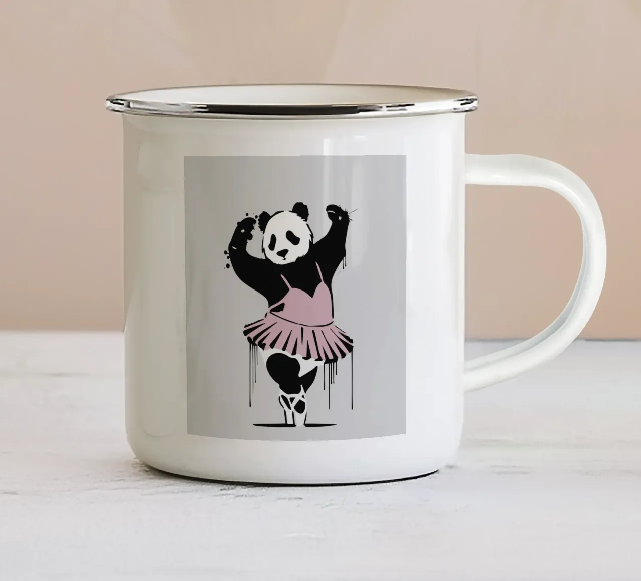 Panda danzante in stile balletto - Eleganza creativa tazza in smalto da namosh