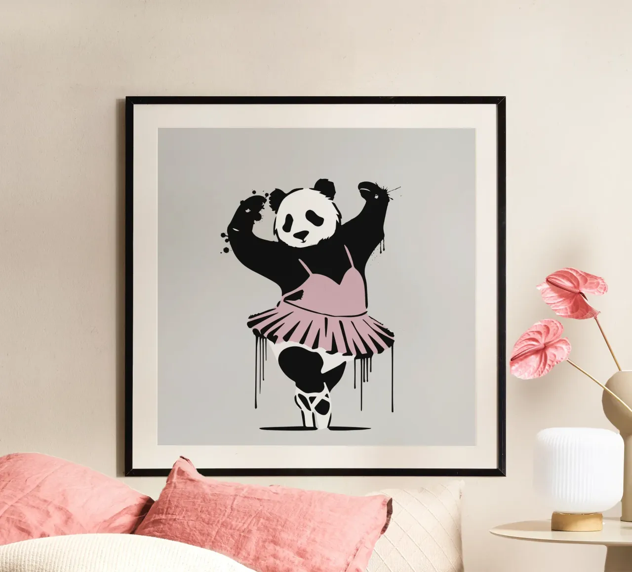 Dansende panda in balletstijl - Creatieve elegantie hahnemühle van namosh