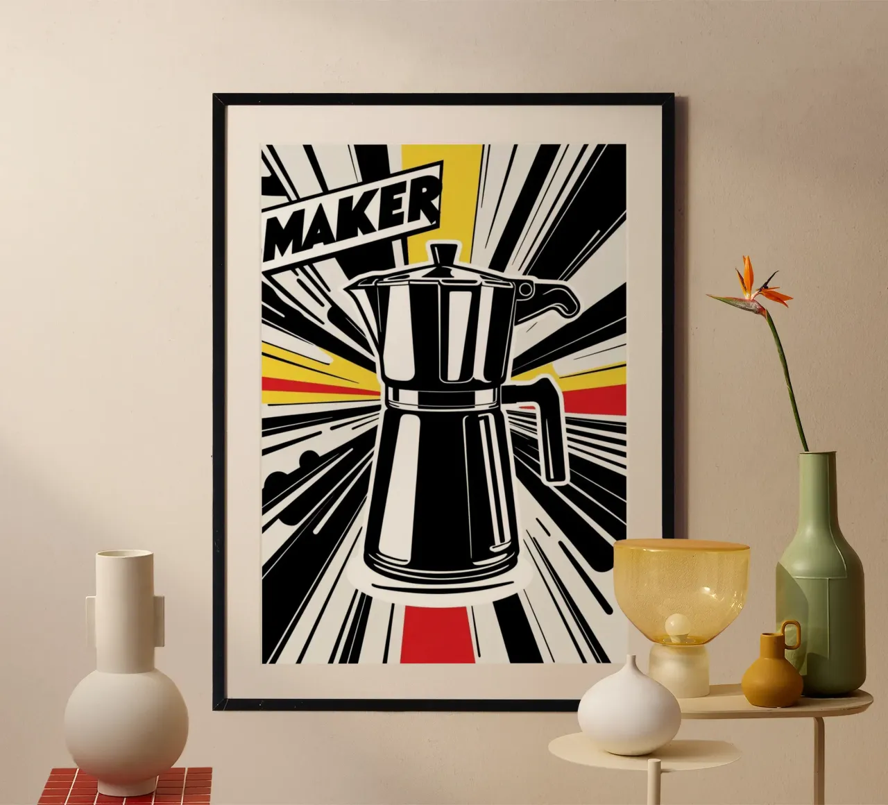 Caffè POP poster con telaio in legno da Rezh creations