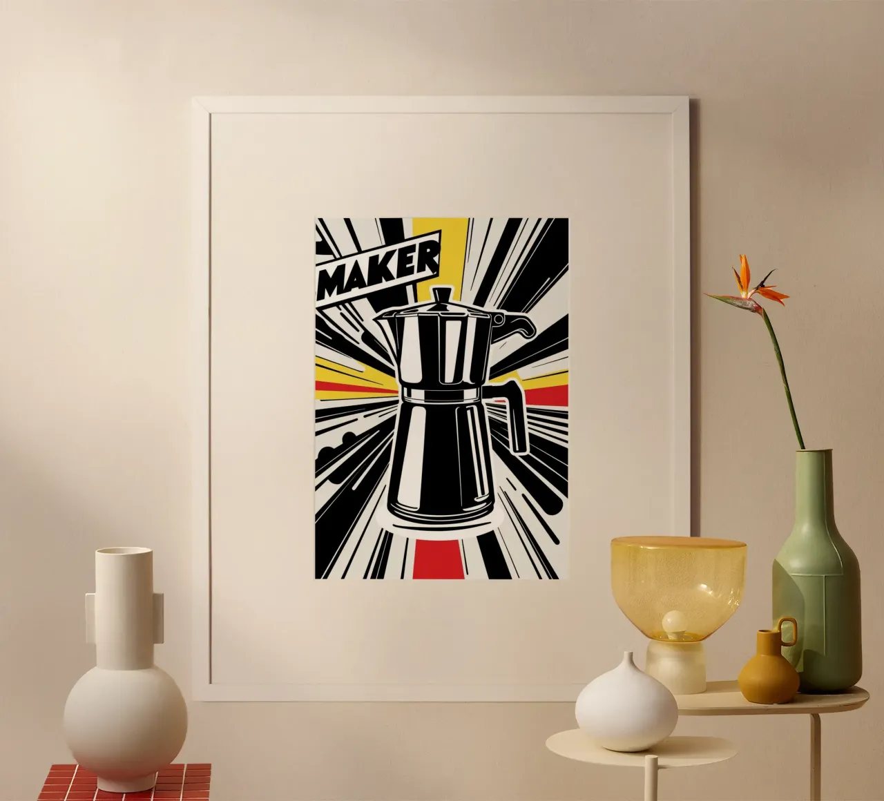 Caffè POP poster con telaio in legno da Rezh creations