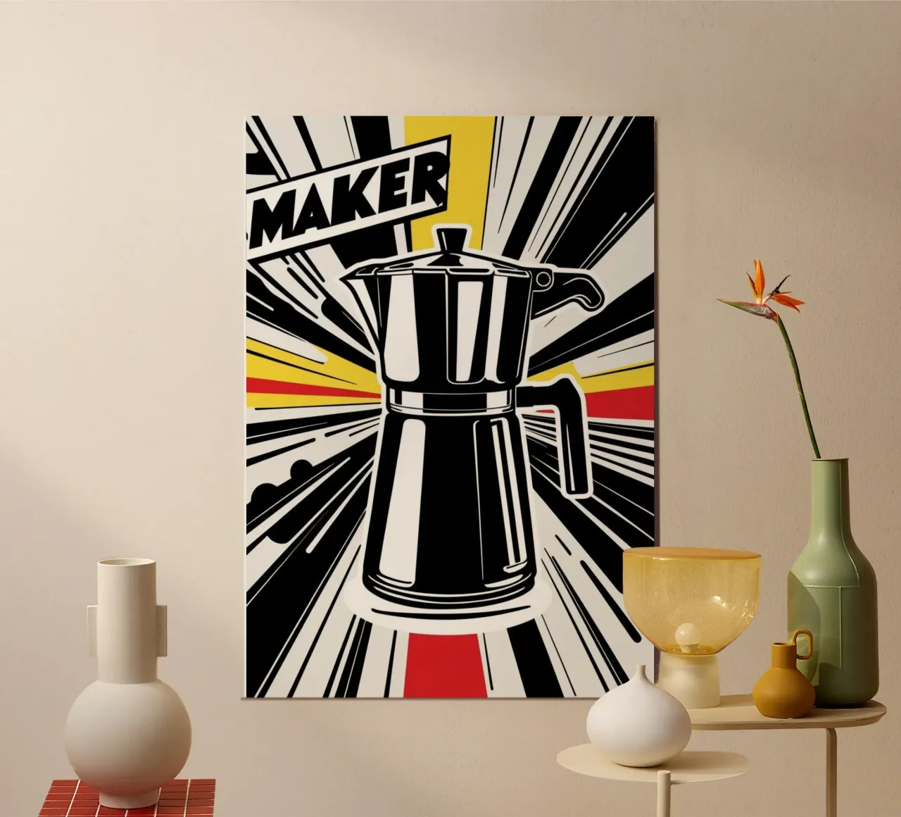 Caffè POP poster con telaio in legno da Rezh creations