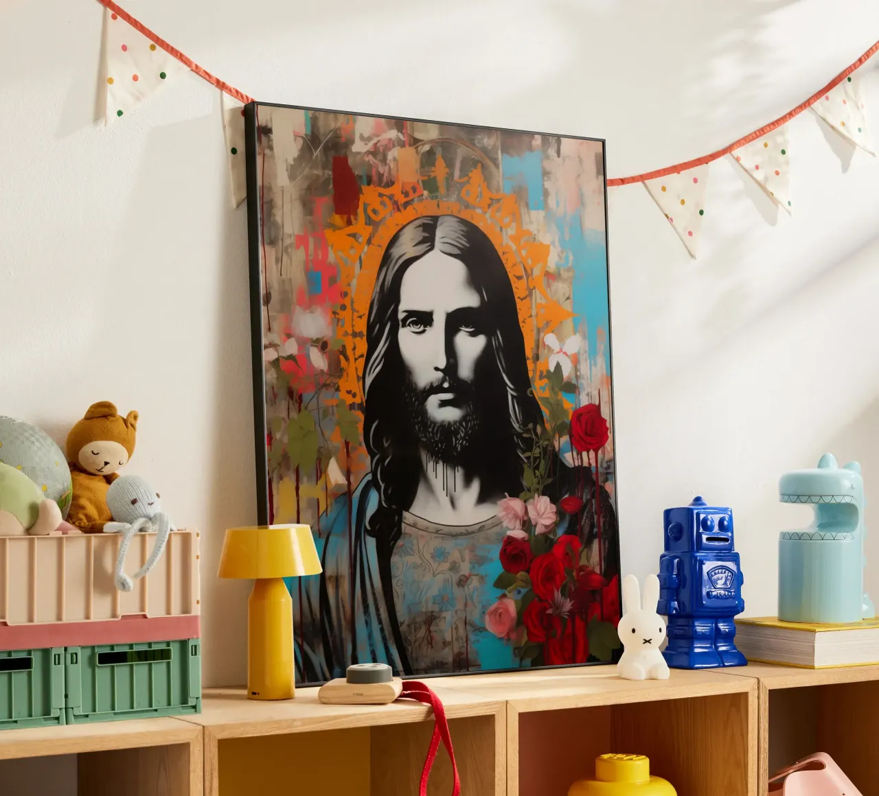 Gesù | Arte di strada in stile hippie alluminio dibond da Autofocus