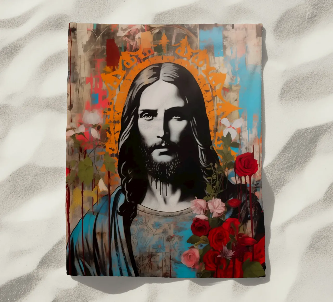 Gesù | Arte di strada in stile hippie telo mare da Autofocus