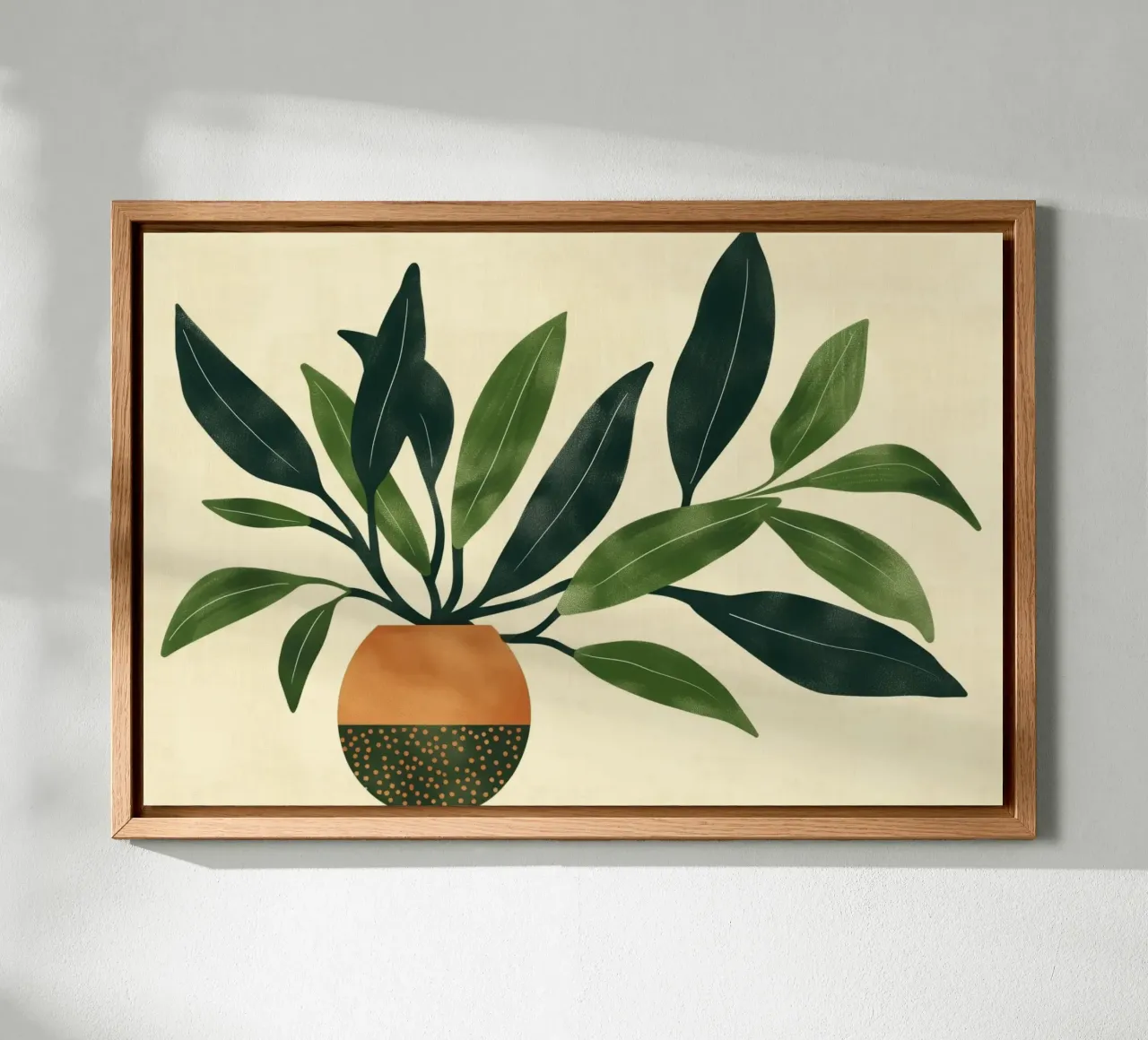 Vintage Botanische Groene Potplant Retro Bloemig Boho Chic canvas met Baklijst van Gentle Echoes Art