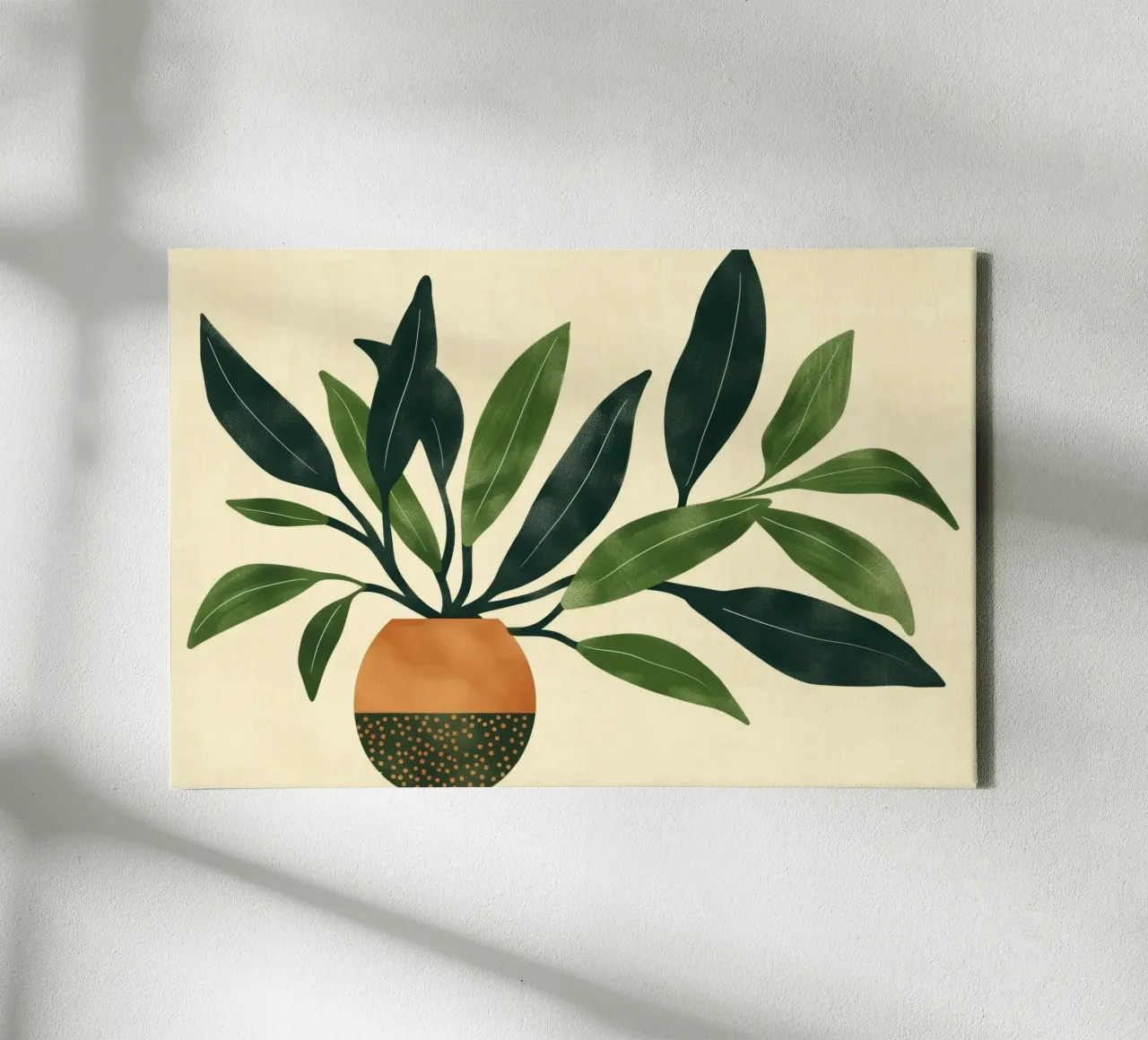 Vintage Botanische Groene Potplant Retro Bloemig Boho Chic canvas met Baklijst van Gentle Echoes Art