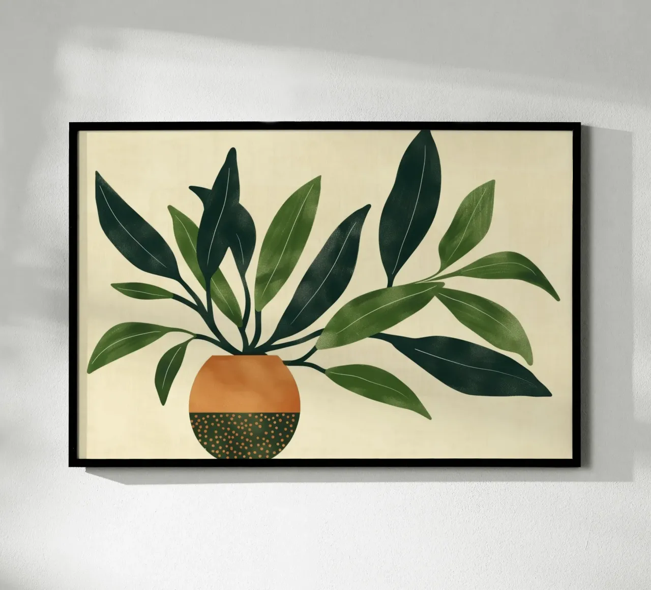 Pianta botanica vintage verde in vaso Retro Floral Boho Chic poster con telaio in alluminio da Gentle Echoes Art
