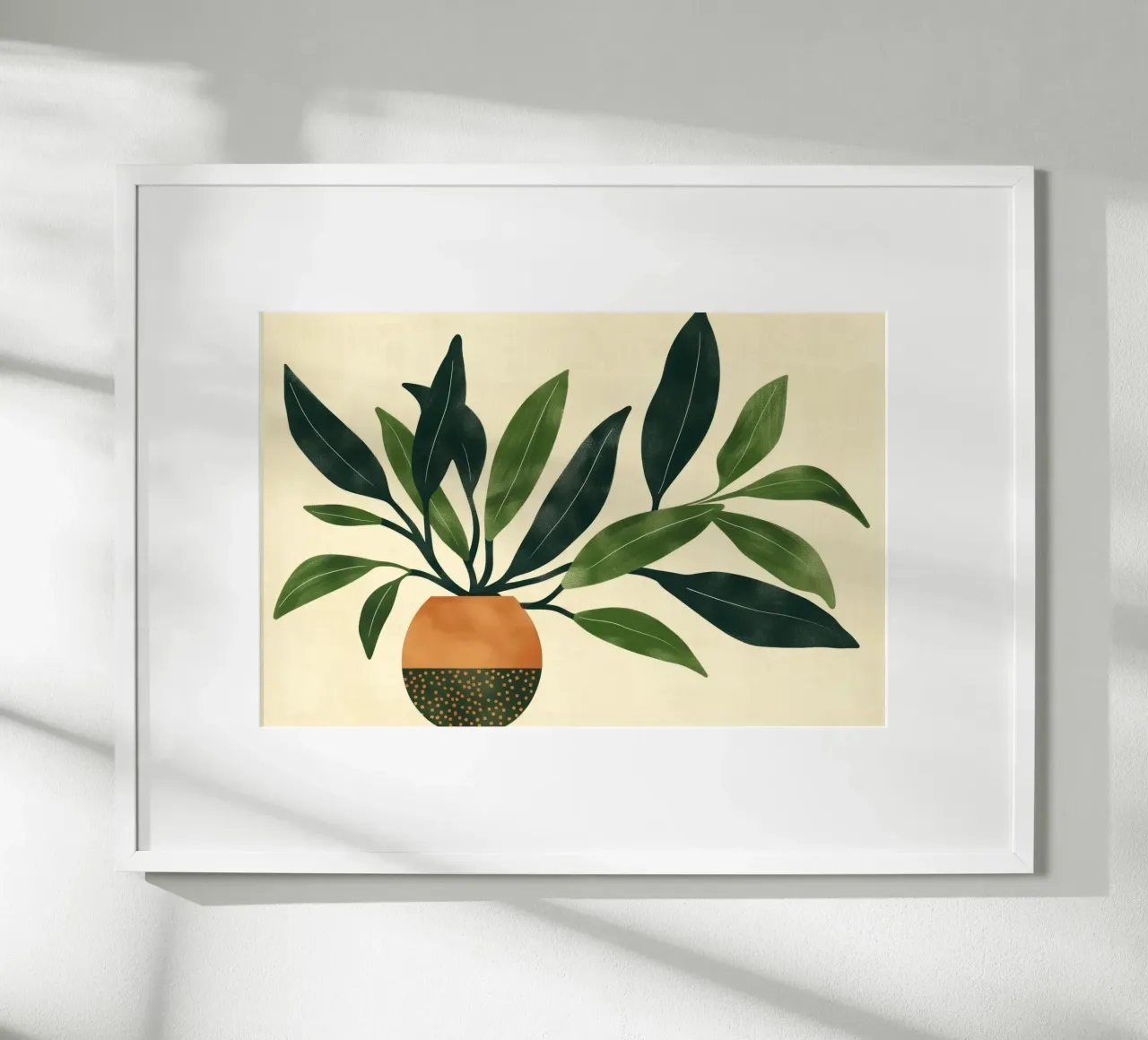 Pianta botanica vintage verde in vaso Retro Floral Boho Chic poster con telaio in alluminio da Gentle Echoes Art