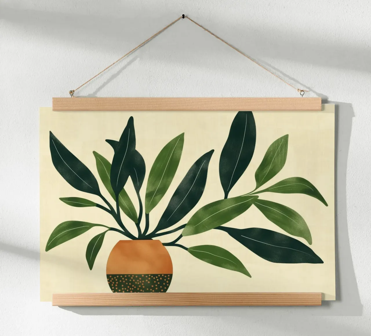 Pianta botanica vintage verde in vaso Retro Floral Boho Chic poster con telaio in alluminio da Gentle Echoes Art