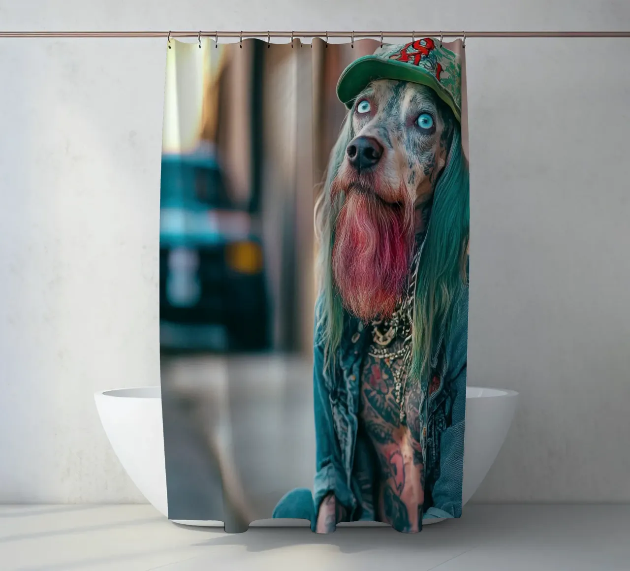 Mick Duschvorhang von Affiches Chien Originales – Dogland