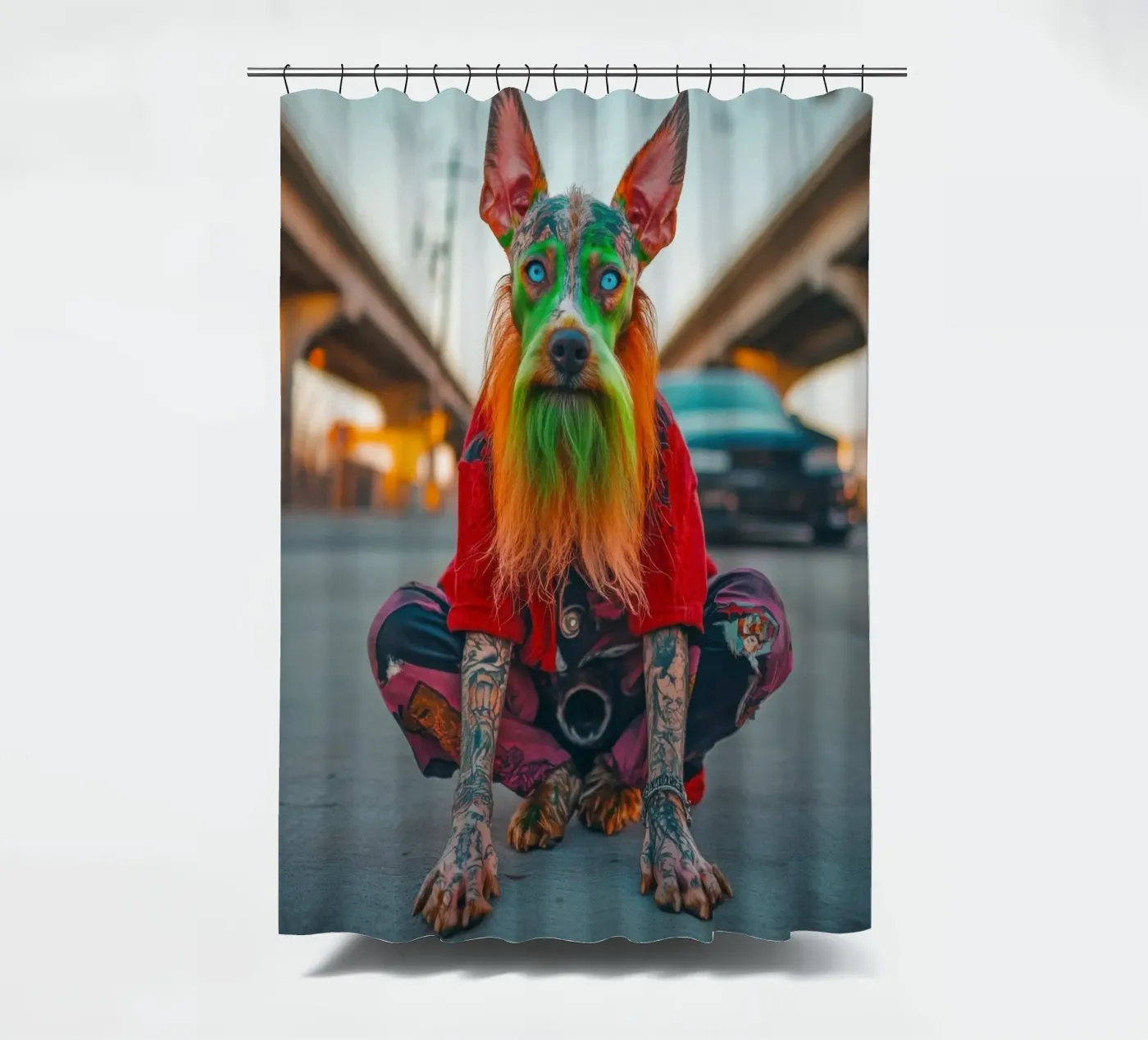 Ziggy douchegordijn van Affiches Chien Originales – Dogland