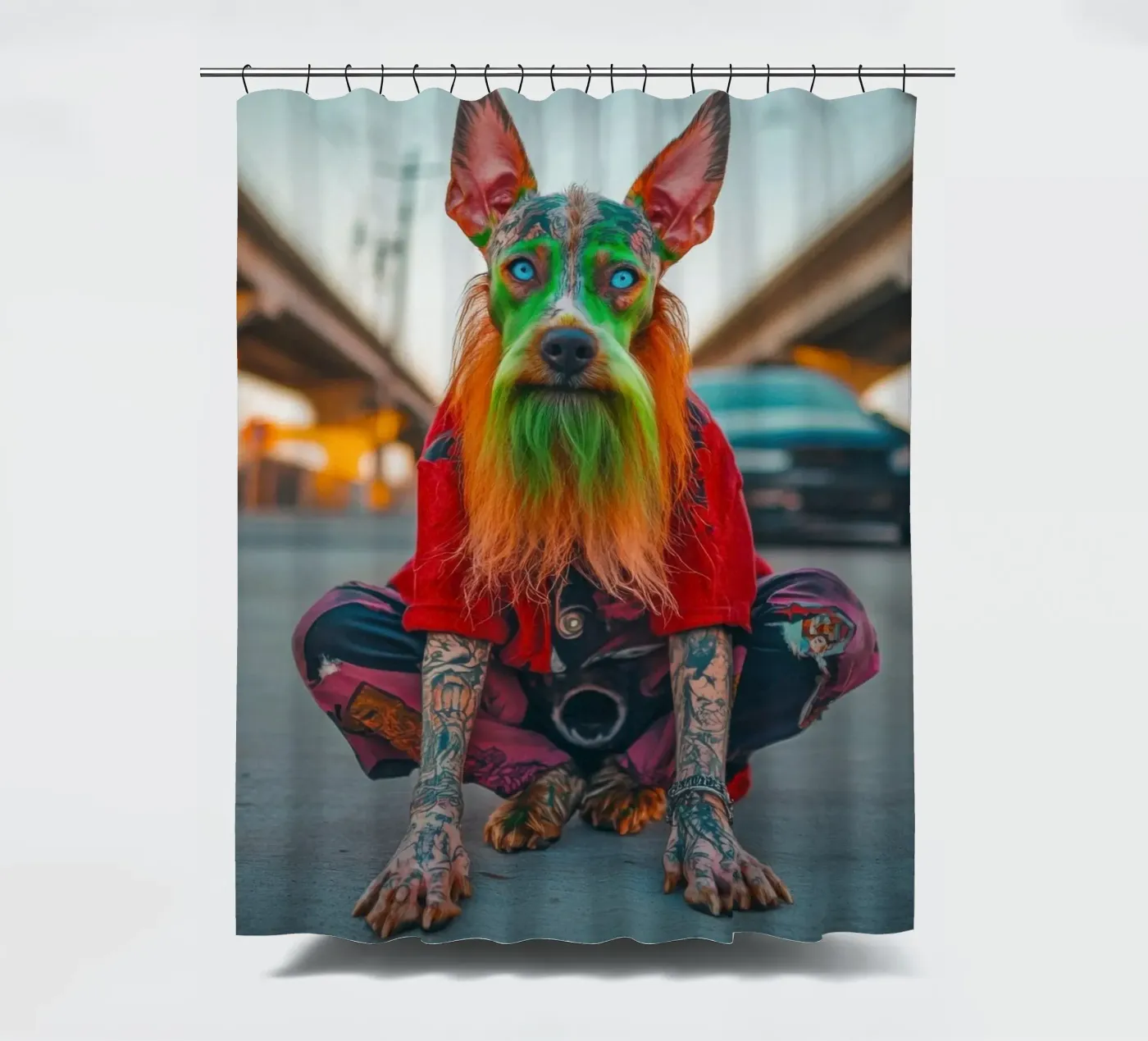 Ziggy douchegordijn van Affiches Chien Originales – Dogland