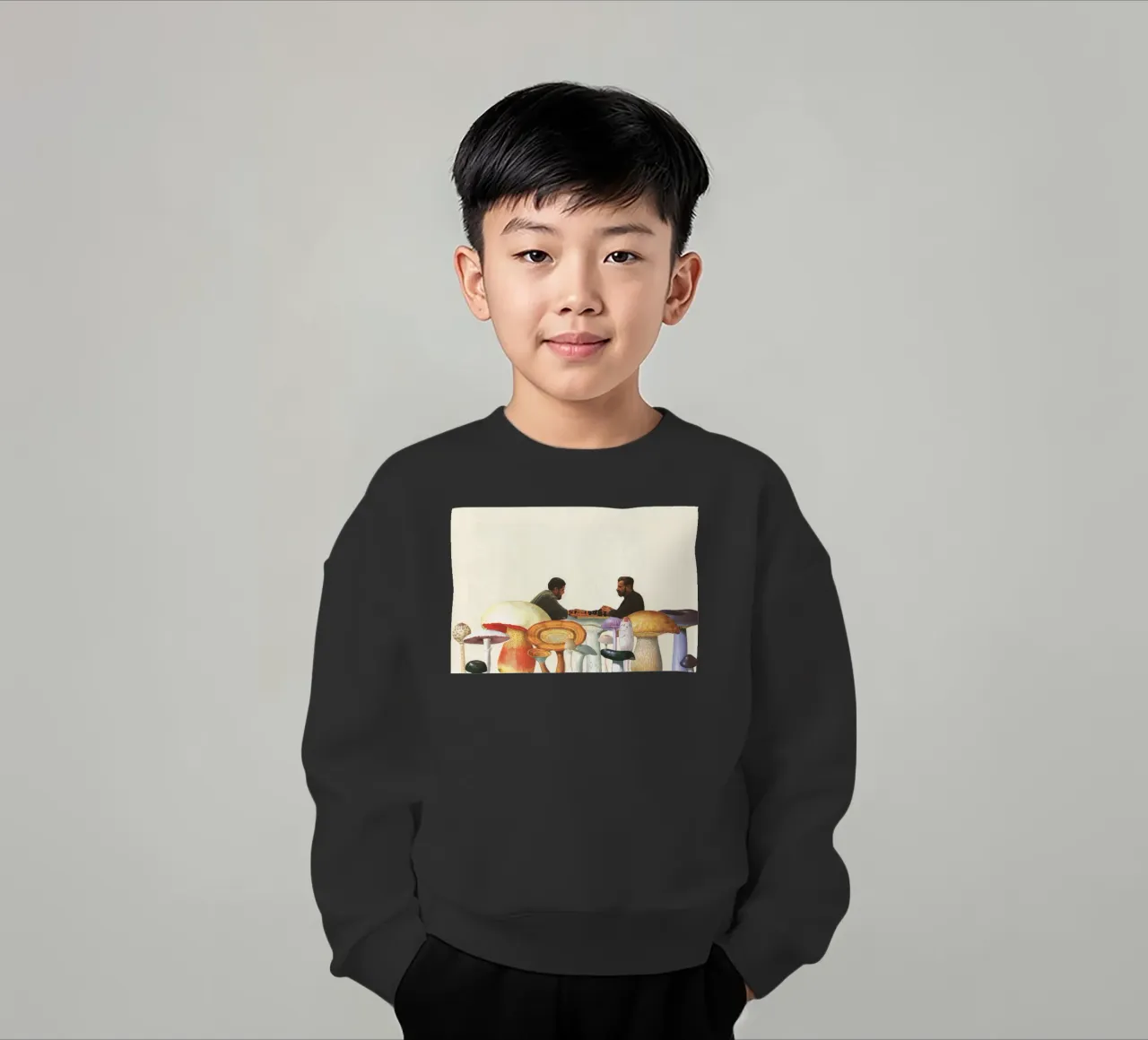 Scacchi tra i funghi felpa bambino da Cassia Beck Collage