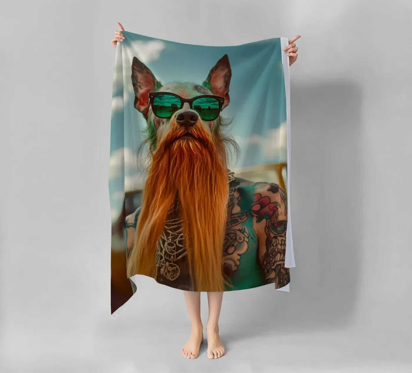 Marcel strandhanddoek van Affiches Chien Originales – Dogland