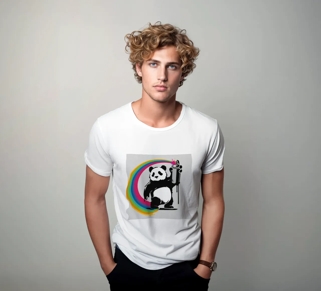 Panda creativo con graffiti arcobaleno t-shirt da namosh