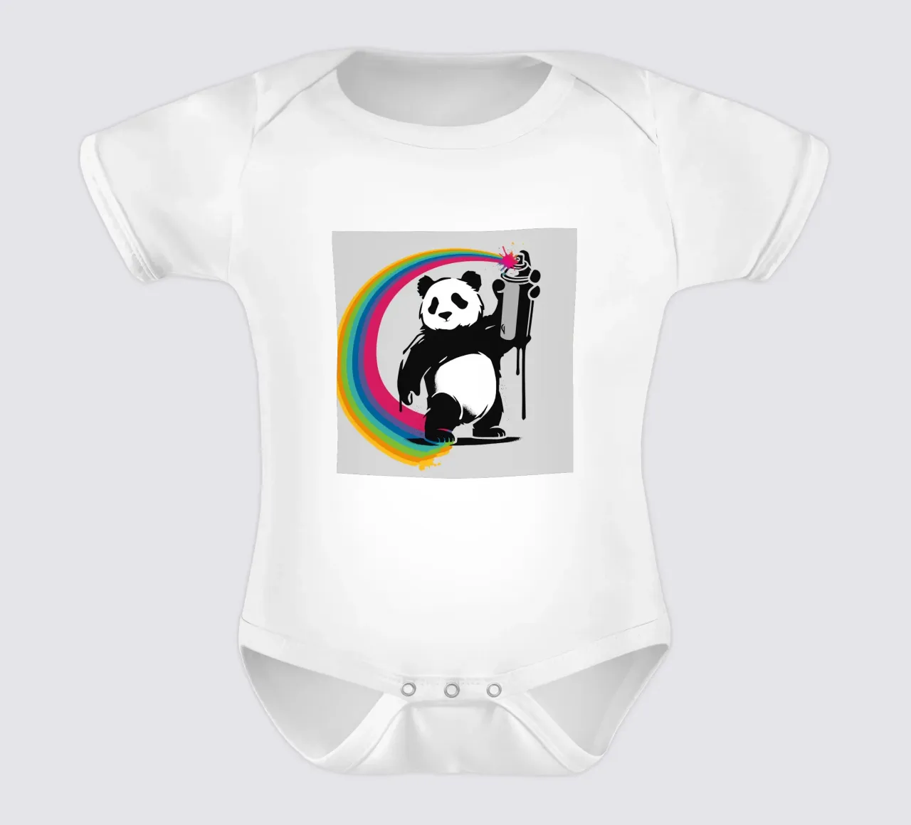 Panda creativo con graffiti arcobaleno body neonato maniche corte da namosh