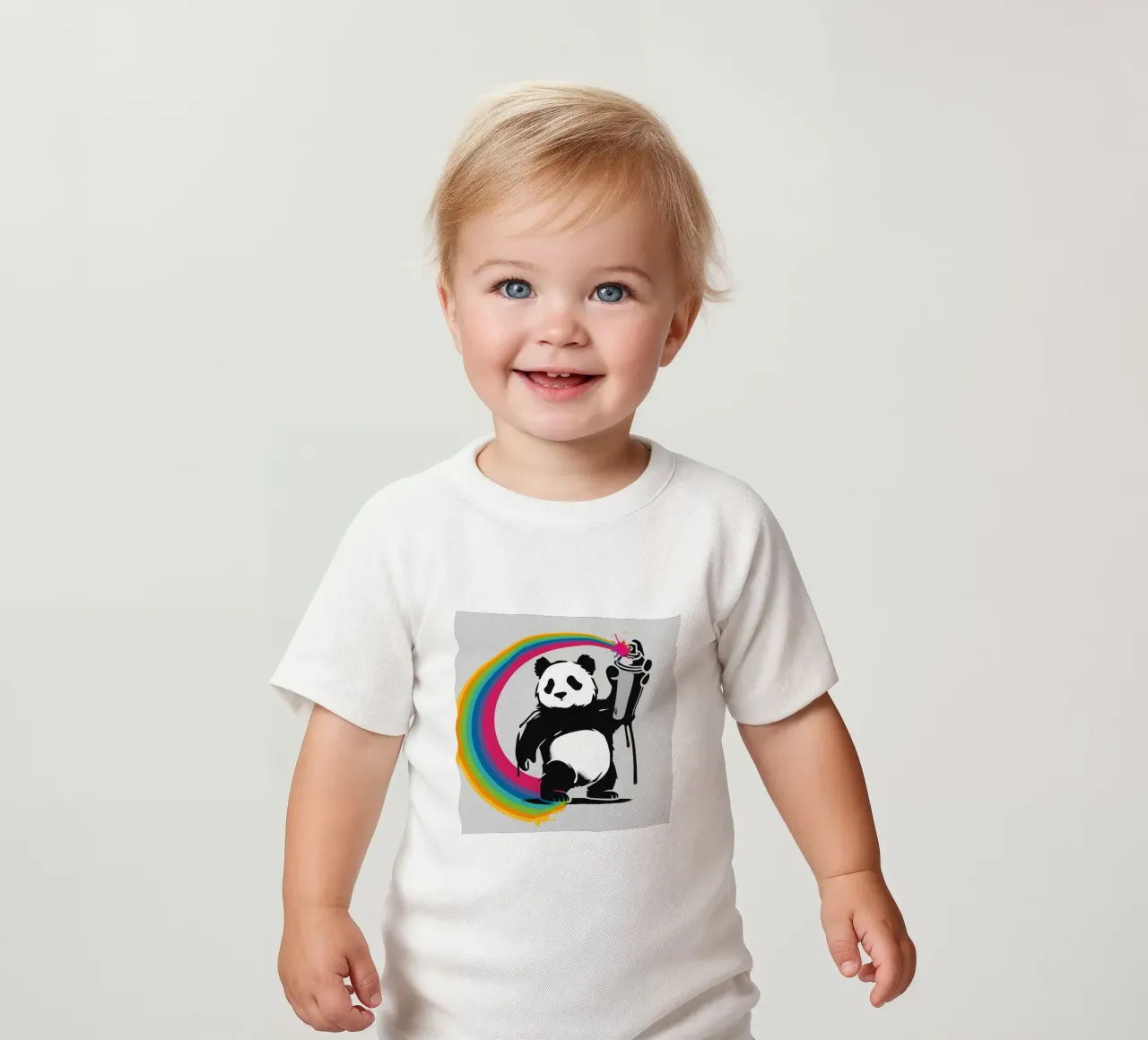 Panda creativo con graffiti arcobaleno maglietta neonato da namosh