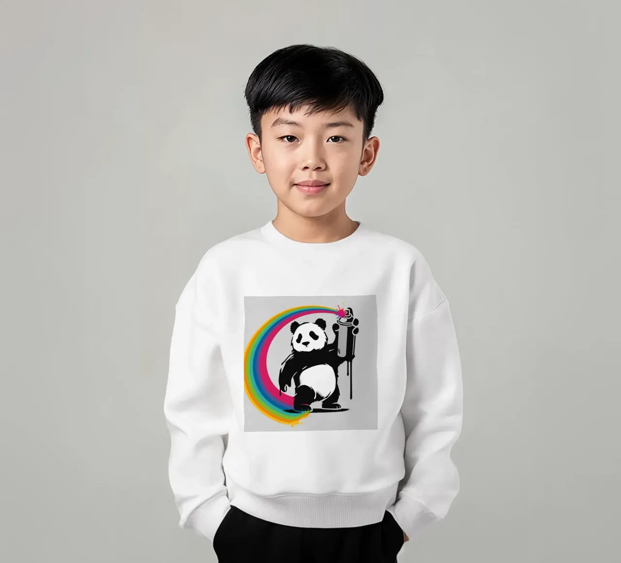 Panda creativo con graffiti arcobaleno felpa bambino da namosh