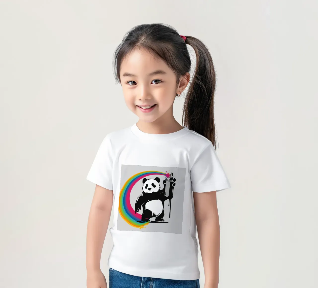 Panda creativo con graffiti arcobaleno t-shirt bambini da namosh