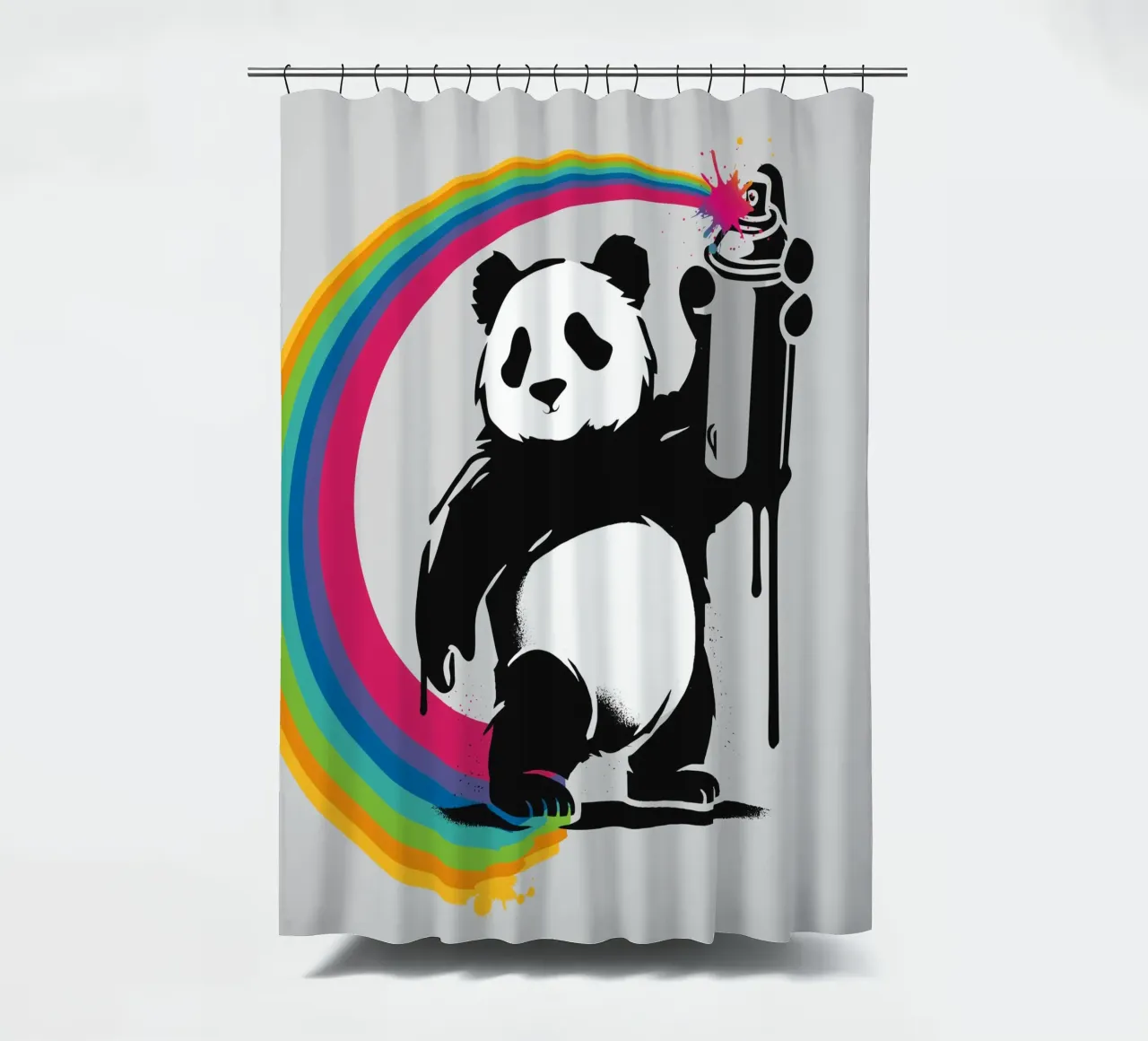 Panda creativo con graffiti arcobaleno tenda da doccia da namosh
