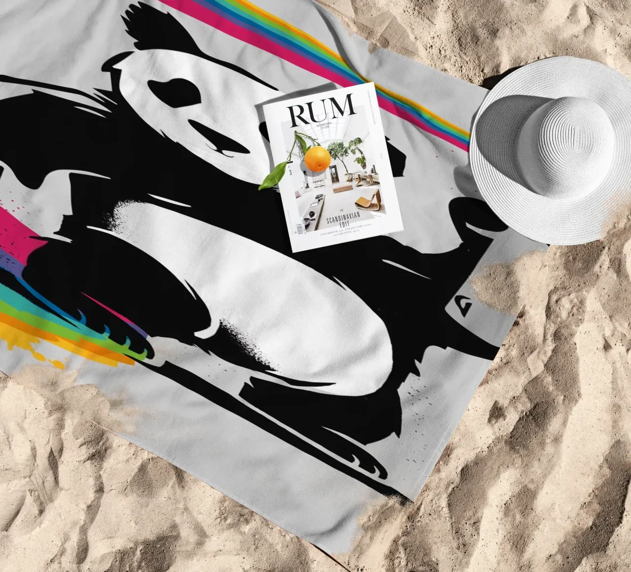 Panda creativo con graffiti arcobaleno telo mare da namosh