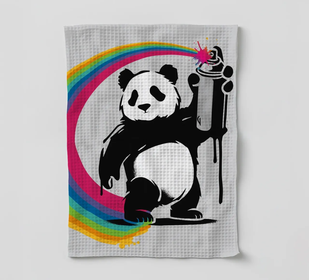 Panda creativo con graffiti arcobaleno canovaccio da cucina da namosh