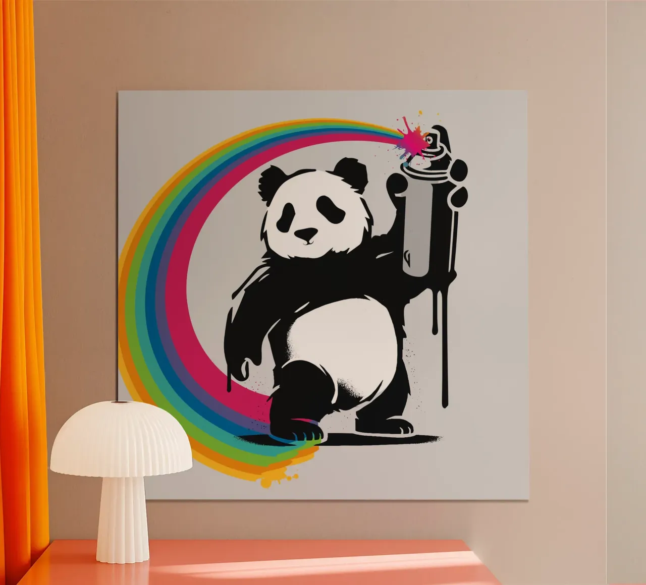 Panda creativo con graffiti arcobaleno carta hahnemühle da namosh