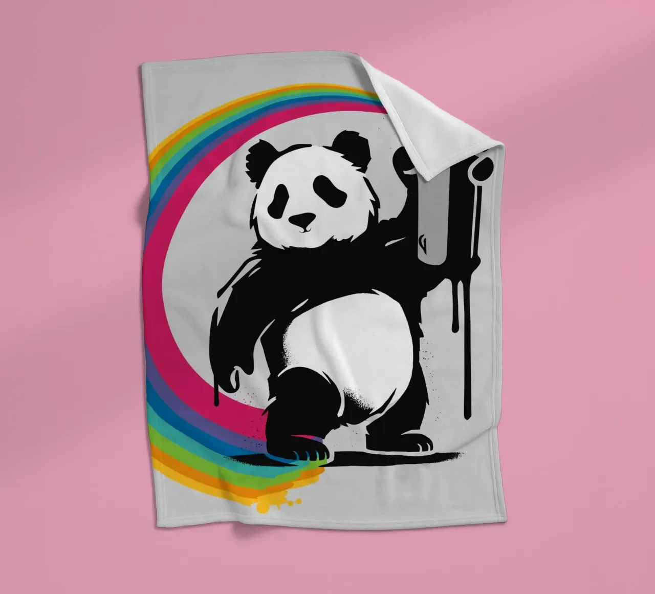 Panda creativo con graffiti arcobaleno coperta in pile da namosh