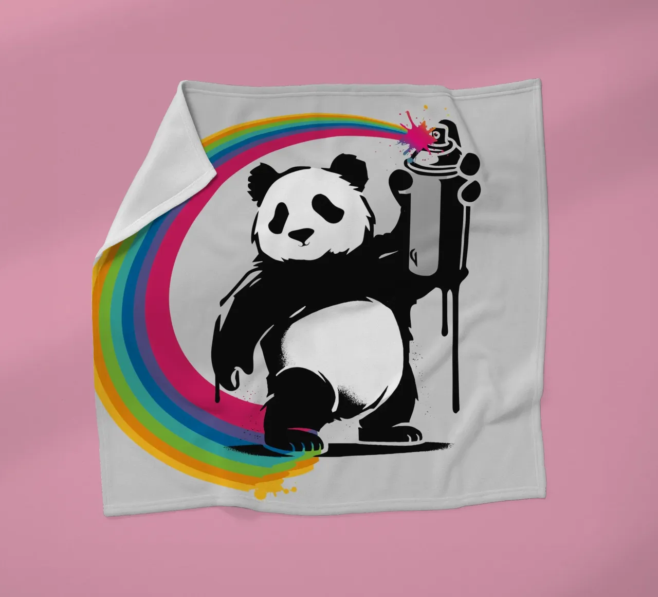 Panda creativo con graffiti arcobaleno coperta in pile da namosh
