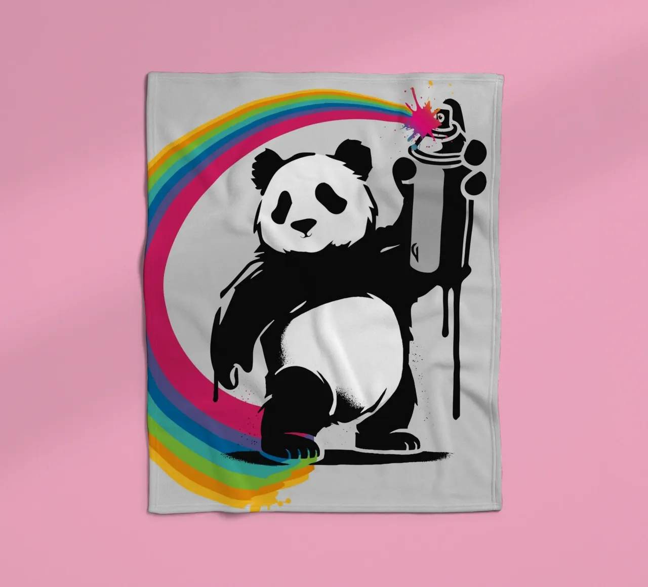 Panda creativo con graffiti arcobaleno coperta in pile da namosh