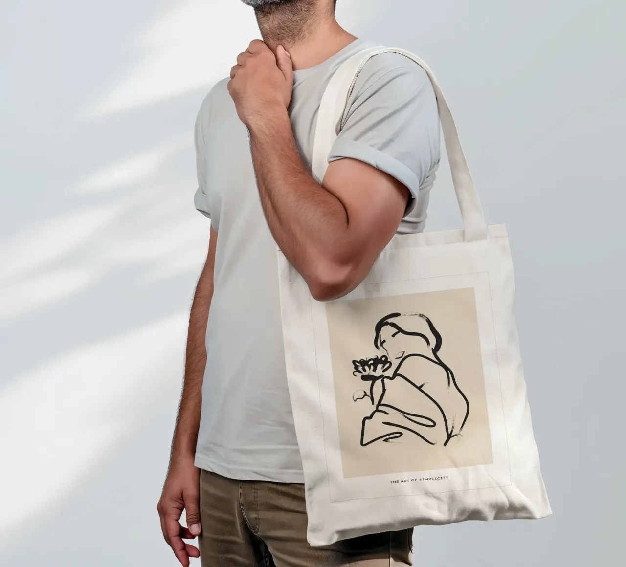 Line art femminile borsa in juta da IamHomeStudio