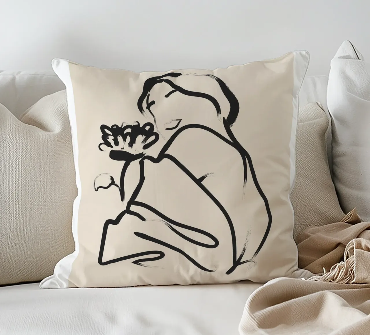Line art femminile cuscino da IamHomeStudio