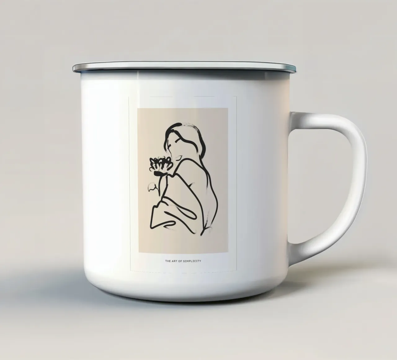 Line art femminile tazza in smalto da IamHomeStudio
