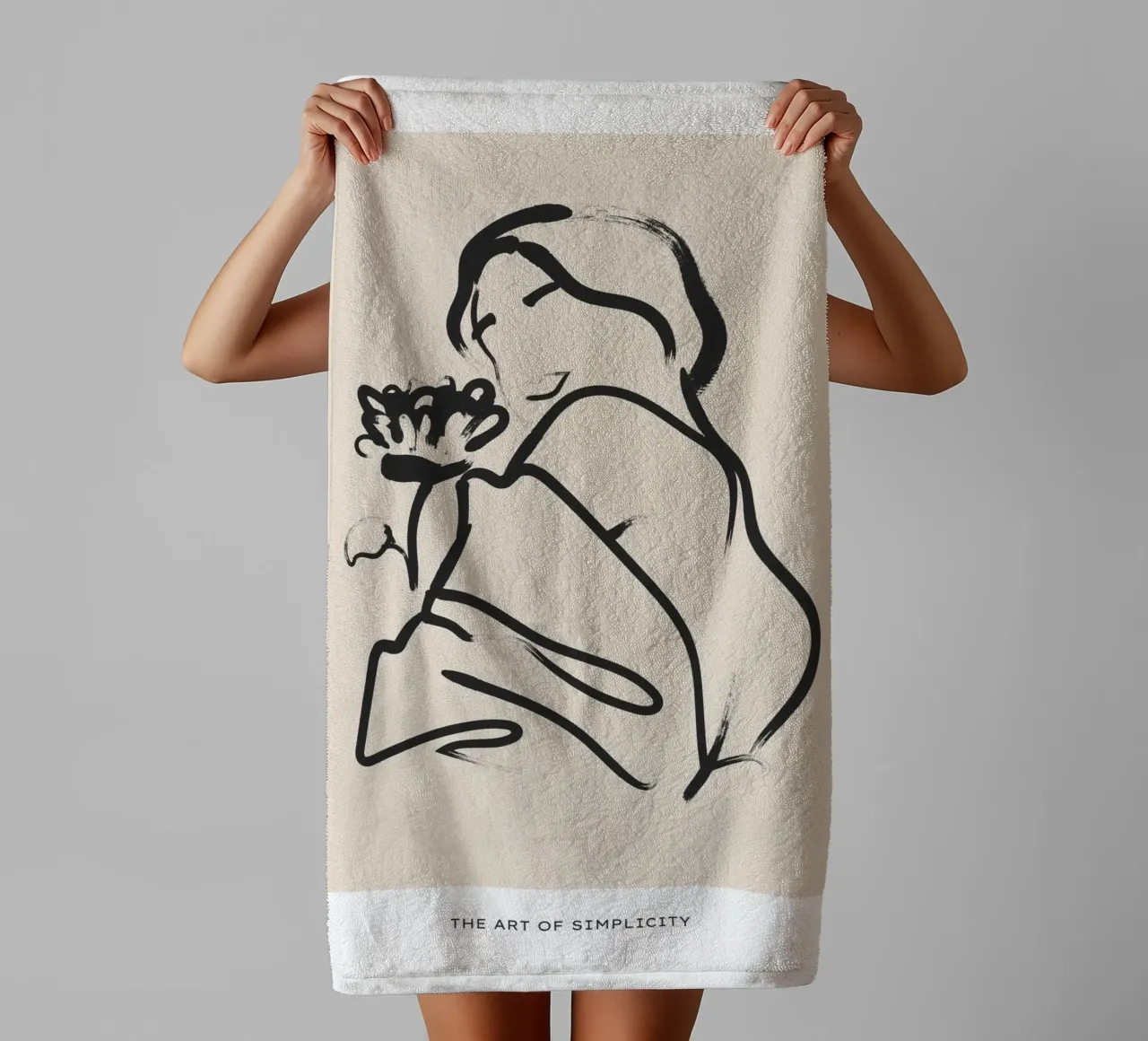 Line art femminile asciugamano da bagno da IamHomeStudio