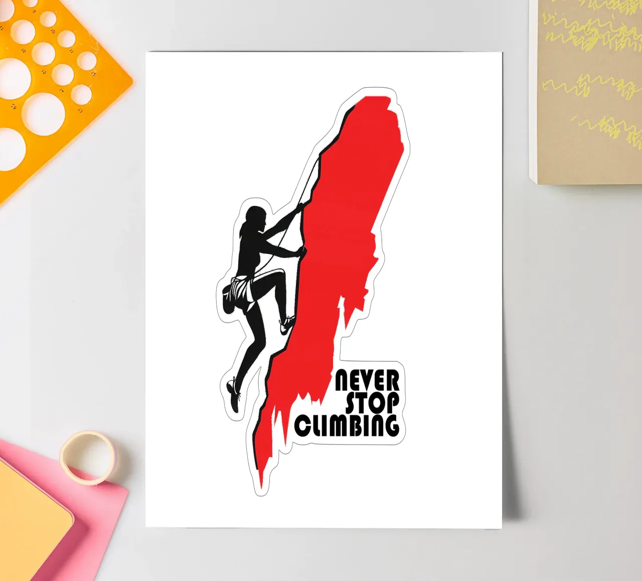 Never Stop Climbing - Voor vrouwelijke klimmers stickervel van Autofocus