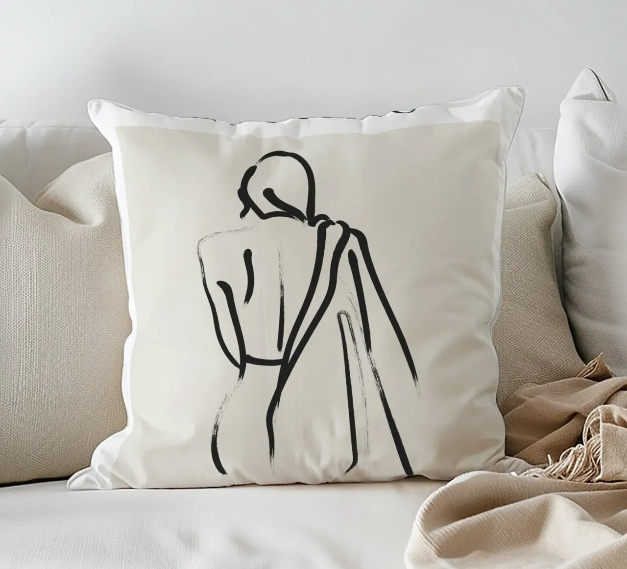 Line art femminile cuscino da IamHomeStudio